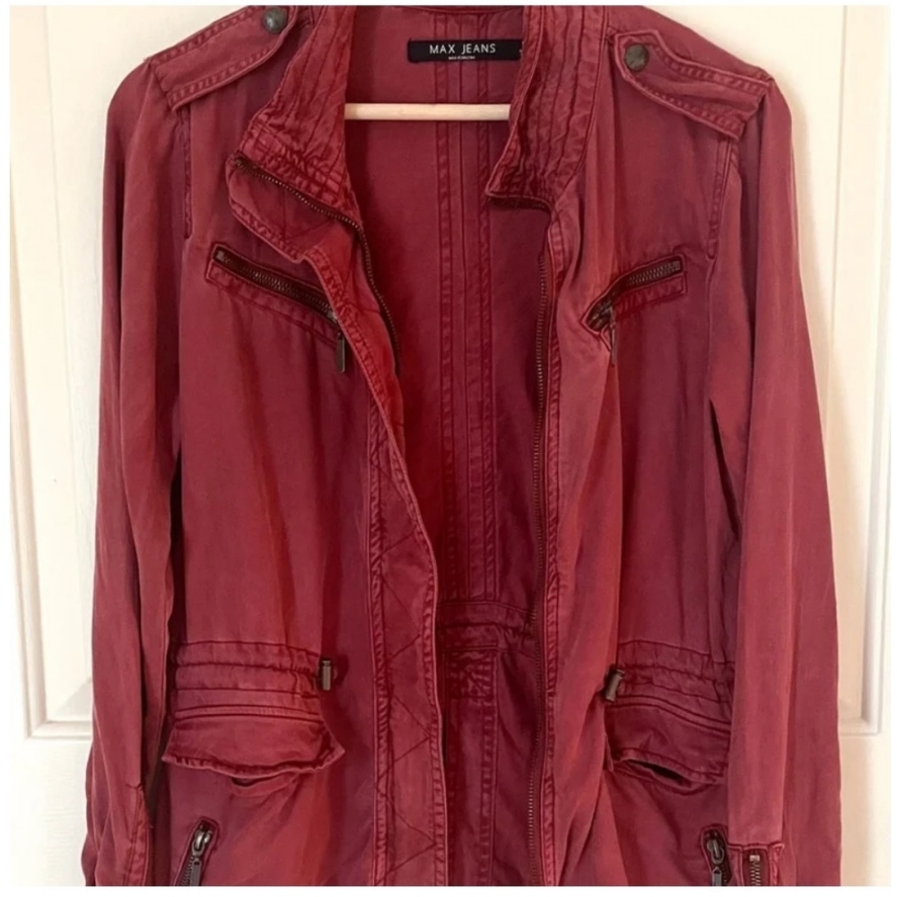 Max Jeans Wine/Burgundy Utility Tencel Jacket Small